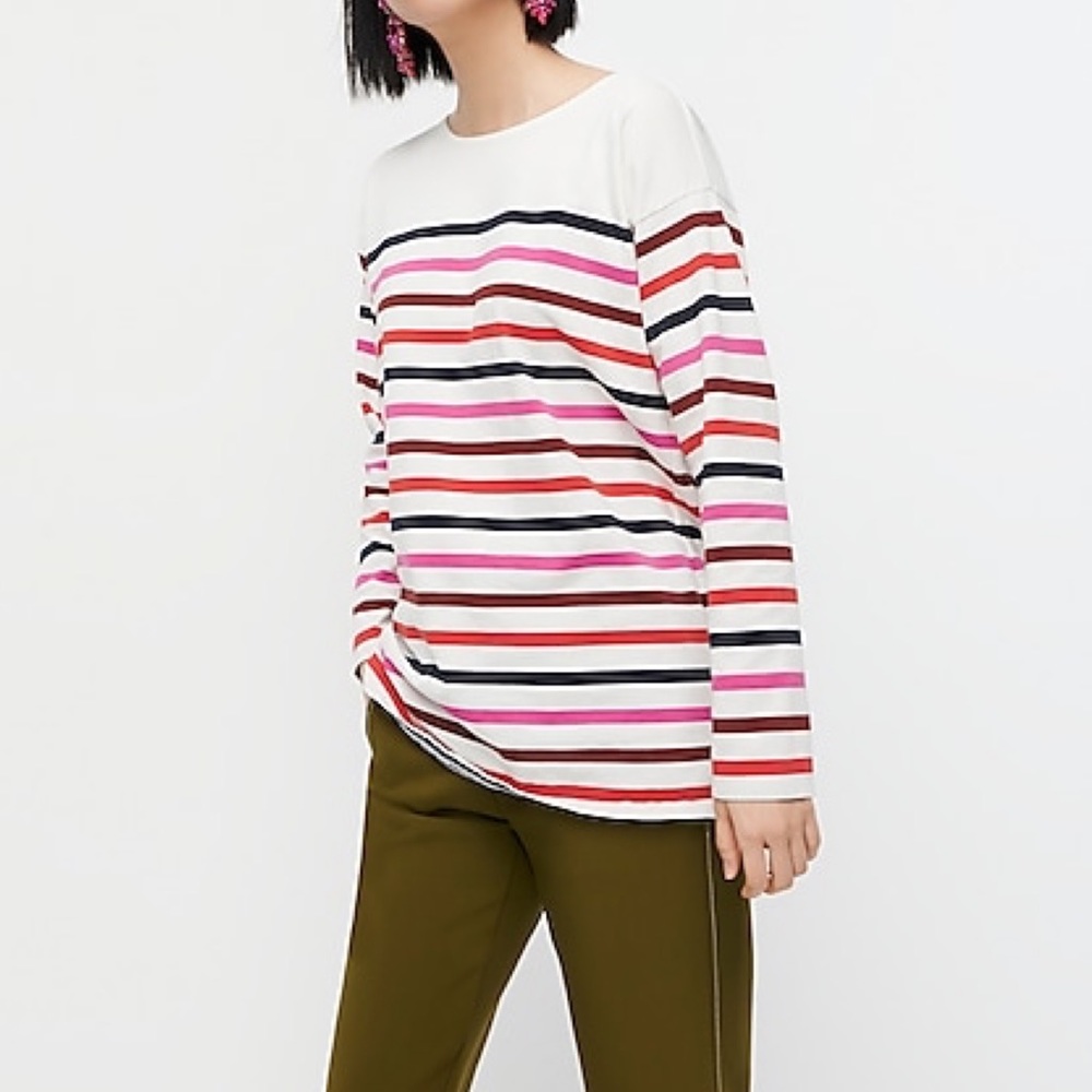 J. Crew Striped Boatneck Cotton Top.